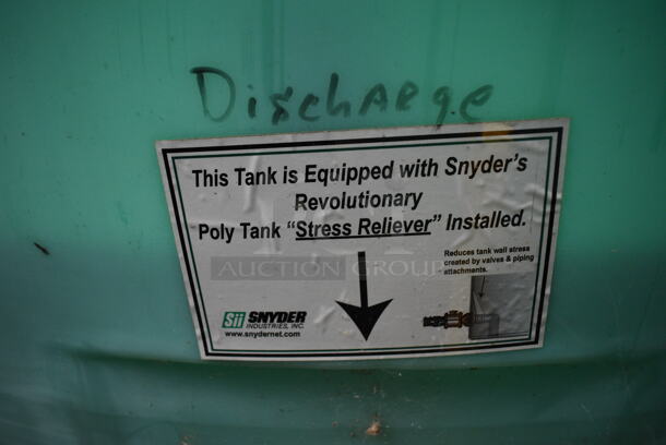 Sii ASM TK 2500VDT Green Poly Beet Juice Deicer Liquid Vertical Industrial Chemical Storage Tank w/ Snyder's Stress Reliever Dispenser. BUYER MUST REMOVE. 84x84x102 - Image 9 of 12