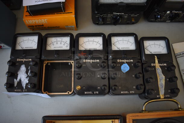 5 Simpson Gauges; 3 370 AC Amperes, Milliamperes, 375 DC Amperes. 6x3x2.5. 5 Times Your Bid!