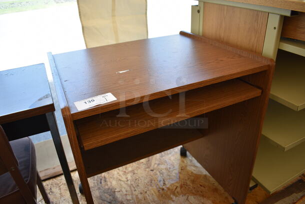 Wood Pattern Desk on Casters. 28x24x32 - Image 3 of 4