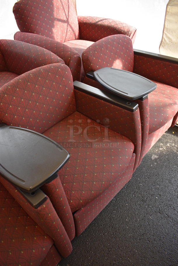7 Various Red Patterned Chairs. 3 w/ Desktop Attached. 27x26x30, 36x32x36. 7 Times Your Bid! - Image 4 of 7