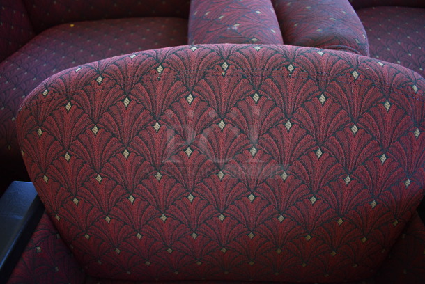 7 Various Red Patterned Chairs. 3 w/ Desktop Attached. 27x26x30, 36x32x36. 7 Times Your Bid! - Image 7 of 7