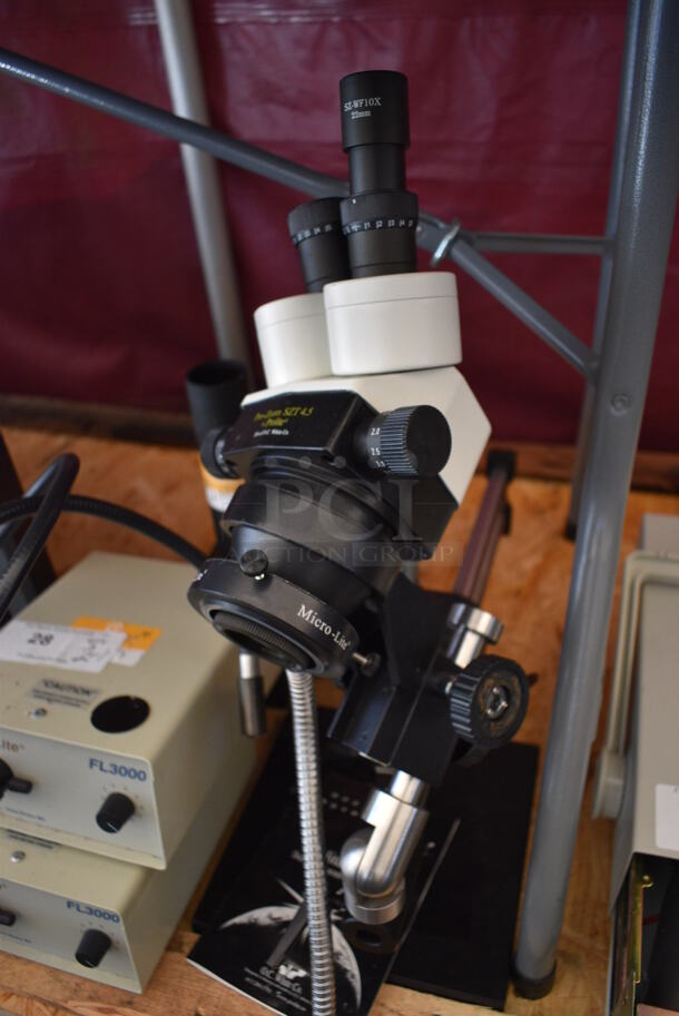 OC White Pro Zoom SZT 4.5 Prolite Microscope w/ 2 Micro Lite FL3000 Halogen Light Sources. 10x20x26, 7.5x10x4 - Image 2 of 12