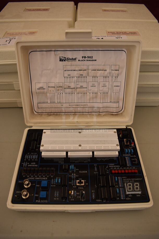 6 Global PB-502 Block Diagram in White Hard Case. 10x7.5x2.5. 6 Times Your Bid!