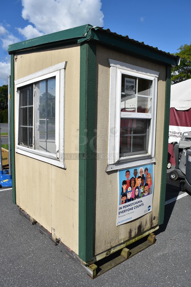 Wooden Single Room w/ Door and 3 Windows. Was Previously Used as Security / Covid Testing Station. BUYER MUST REMOVE. 50x75x100 - Image 5 of 8