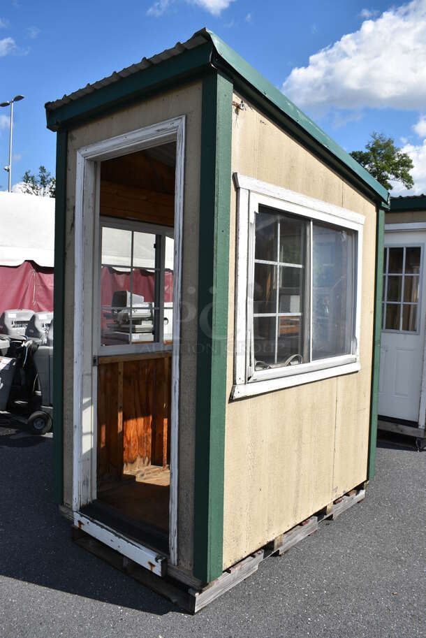 Wooden Single Room w/ Door and 3 Windows. Was Previously Used as Security / Covid Testing Station. BUYER MUST REMOVE. 50x75x100 - Image 6 of 8