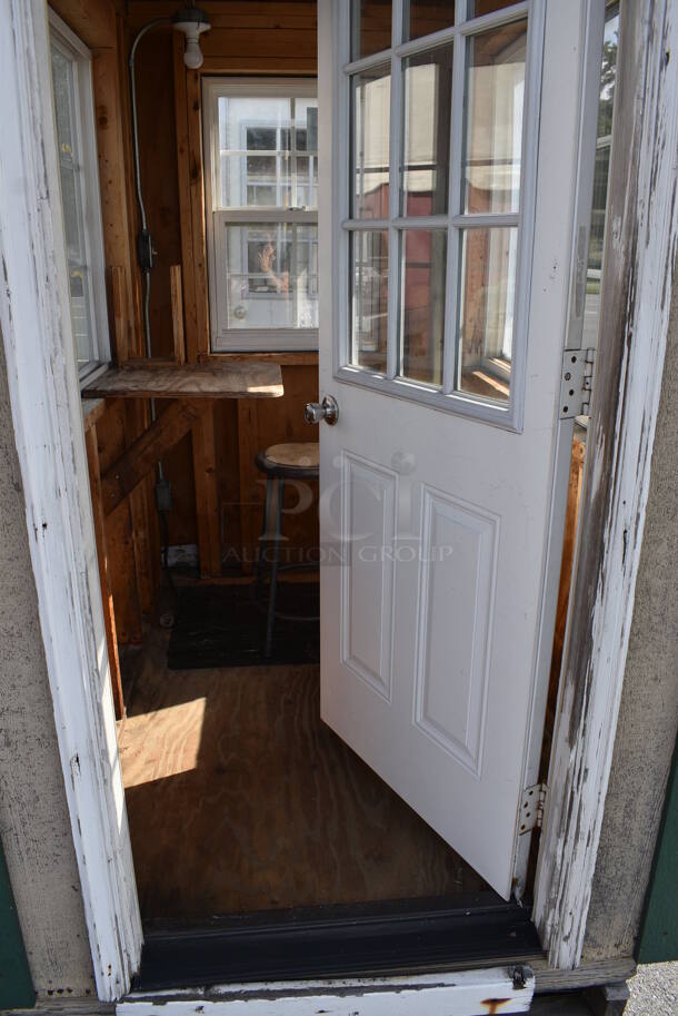 Wooden Single Room w/ Door and 3 Windows. Was Previously Used as Security / Covid Testing Station. BUYER MUST REMOVE. 50x75x100 - Image 7 of 8