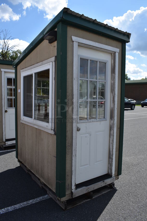Wooden Single Room w/ Door and 3 Windows. Was Previously Used as Security / Covid Testing Station. BUYER MUST REMOVE. 50x75x100 - Image 1 of 7