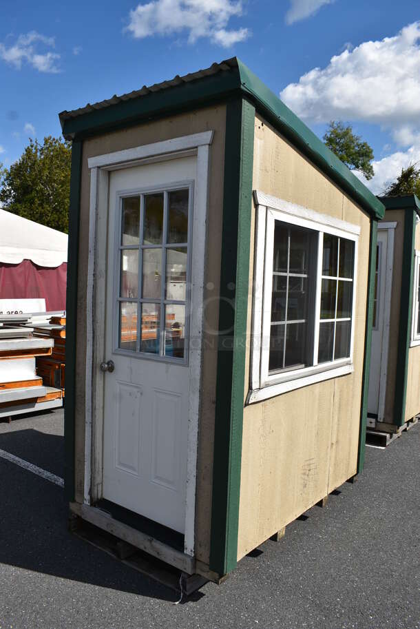 Wooden Single Room w/ Door and 3 Windows. Was Previously Used as Security / Covid Testing Station. BUYER MUST REMOVE. 50x75x100 - Image 6 of 7