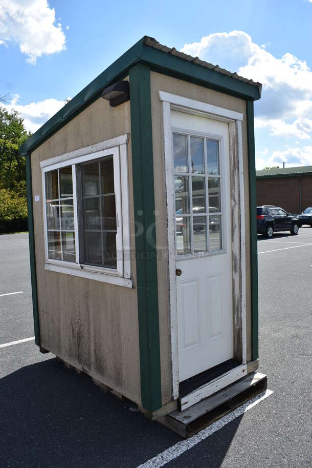 Wooden Single Room w/ Door and 3 Windows. Was Previously Used as Security / Covid Testing Station. BUYER MUST REMOVE. 50x75x100