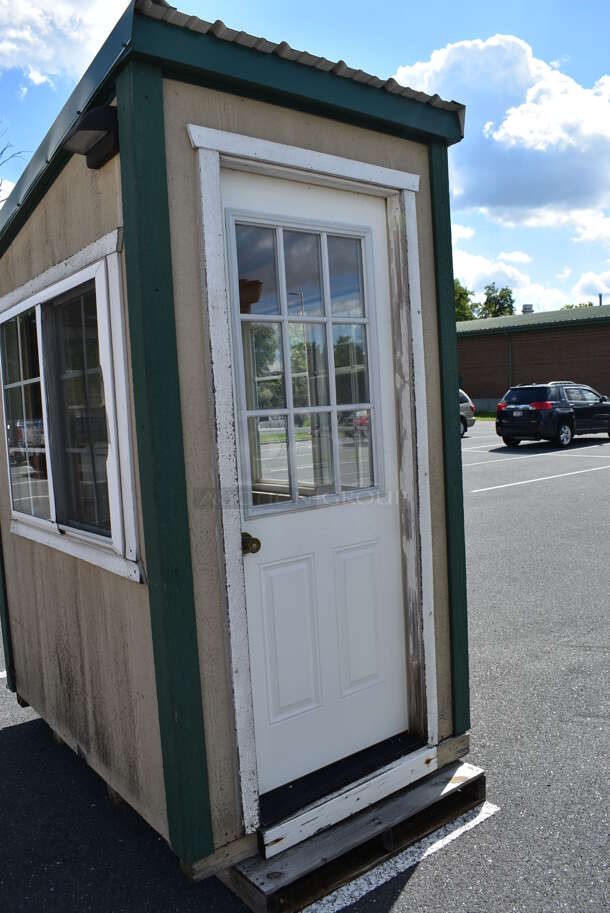 Wooden Single Room w/ Door and 3 Windows. Was Previously Used as Security / Covid Testing Station. BUYER MUST REMOVE. 50x75x100 - Image 2 of 8