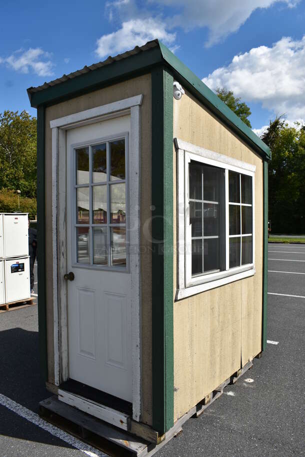 Wooden Single Room w/ Door and 3 Windows. Was Previously Used as Security / Covid Testing Station. BUYER MUST REMOVE. 50x75x100 - Image 3 of 8