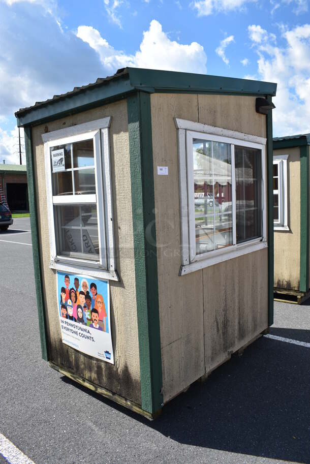Wooden Single Room w/ Door and 3 Windows. Was Previously Used as Security / Covid Testing Station. BUYER MUST REMOVE. 50x75x100 - Image 7 of 8