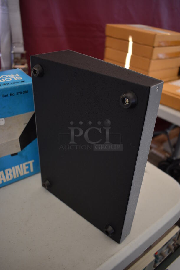 BRAND NEW IN BOX! Archer Gray Metal Slope Front Metal Cabinet. 10.5x8x3.5 - Image 4 of 6