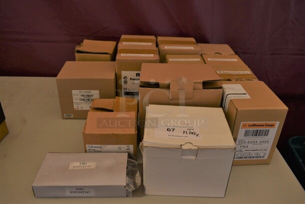 ALL ONE MONEY! Lot of 14 Various Boxes of Projector Lamps Including Lufthansa, Eiki, Extron, Panasonic - Image 1 of 11