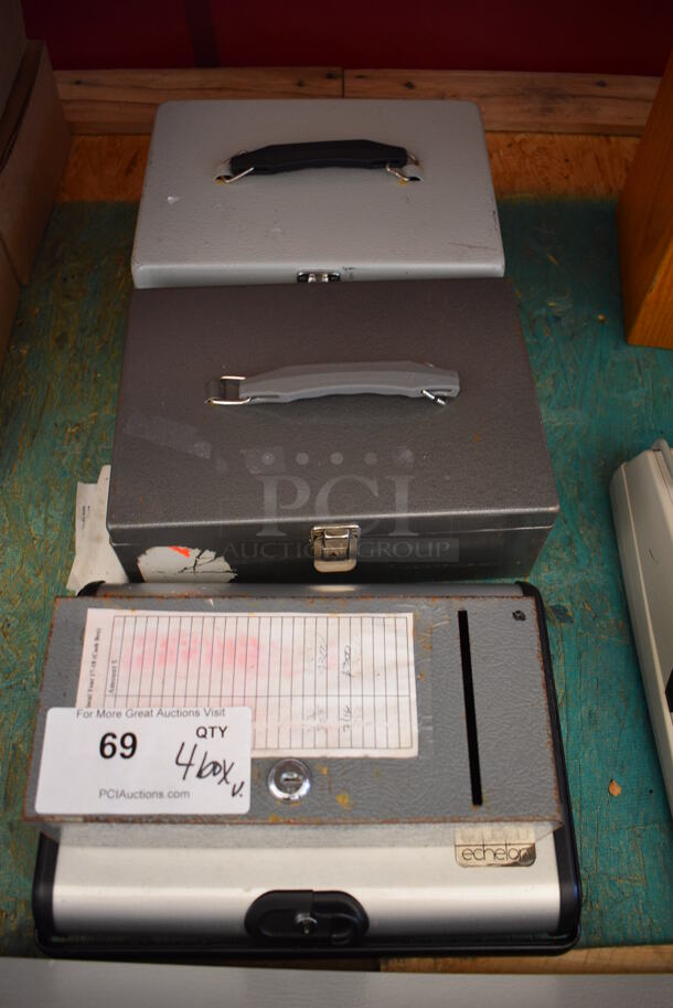 4 Various Boxes Including Metal Cash Boxes. Includes 12x9x2. 4 Times Your Bid!