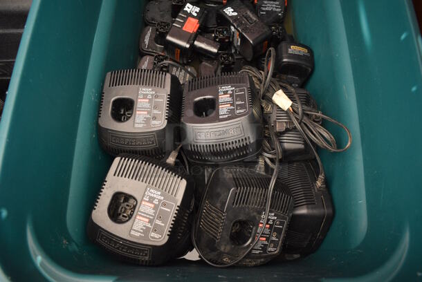 ALL ONE MONEY! MEGA LOT of 8 Craftsman Drills, 2 Craftsman Lights, 3 Craftsman Cases, 13 Batteries and 10 Craftsman Charger Bases. - Image 9 of 10
