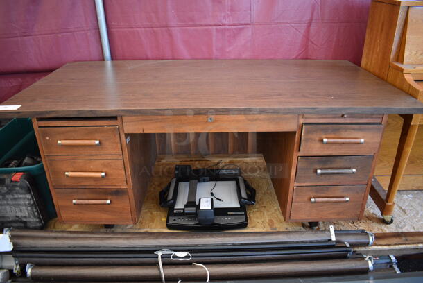 Wooden Desk w/ 6 Drawers. 72x36x29.5