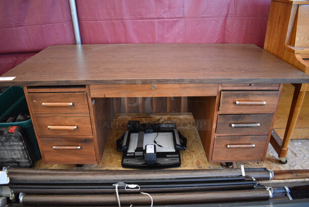 Wooden Desk w/ 6 Drawers. 72x36x29.5 - Image 1 of 4