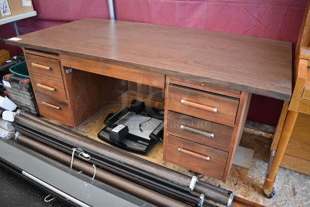 Wooden Desk w/ 6 Drawers. 72x36x29.5 - Image 2 of 4