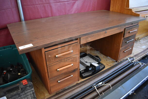 Wooden Desk w/ 6 Drawers. 72x36x29.5 - Image 3 of 4