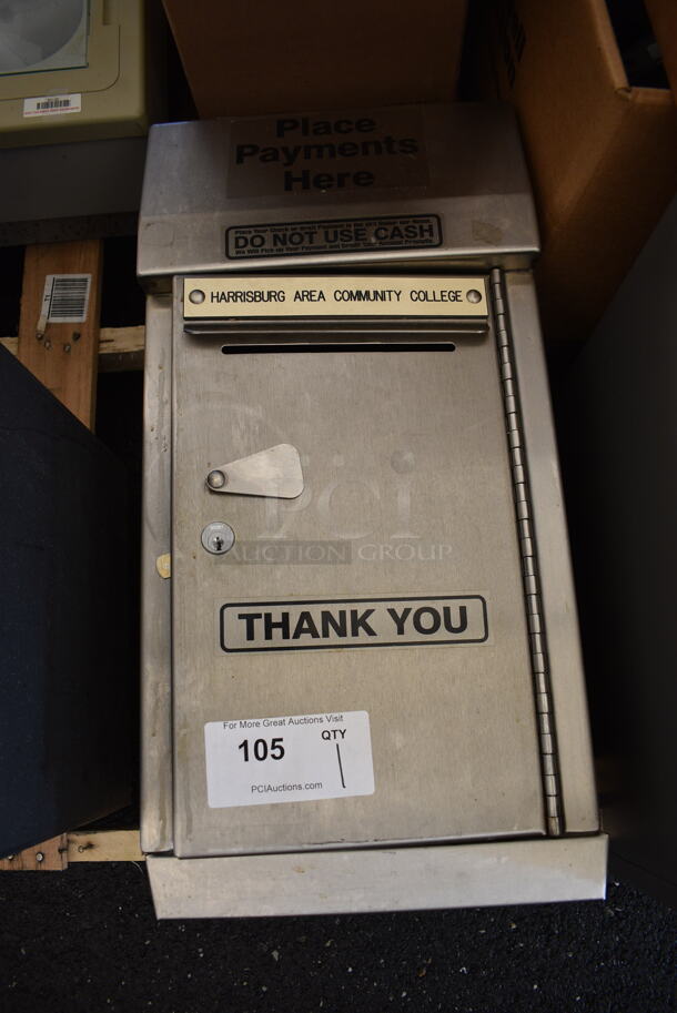 Metal Single Compartment Safe. Does Not Have Key. 11.5x9x24 - Image 1 of 6