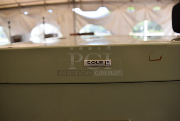 Cole Metal Light Green Gray 4 Drawer Filing Cabinet. Unit Is Locked. 15x27x52.5 - Image 4 of 5