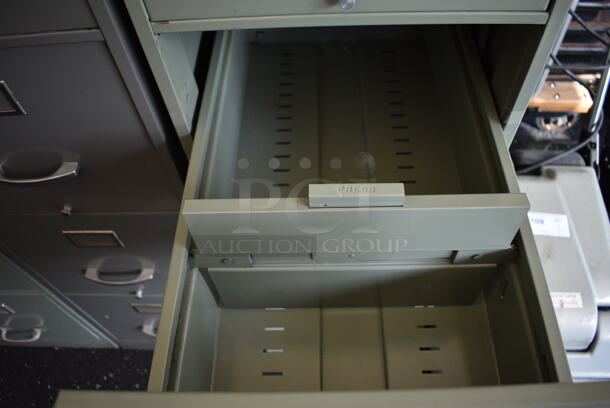 Cole Metal Light Green Gray 4 Drawer Filing Cabinet. Lock Is Drilled Out. 15x27x52.5 - Image 5 of 7