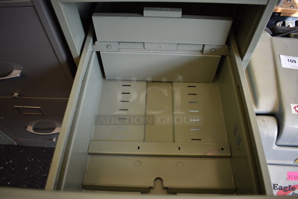 Cole Metal Light Green Gray 4 Drawer Filing Cabinet. Lock Is Drilled Out. 15x27x52.5 - Image 6 of 7