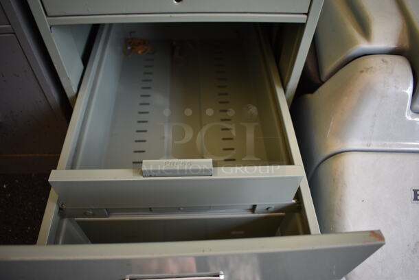 Cole Metal Light Green Gray 4 Drawer Filing Cabinet. Lock Is Drilled Out. 15x27x52.5 - Image 7 of 7