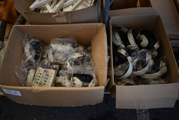 ALL ONE MONEY! Lot of 2 Boxes of Califone Headphones and Califone 1218AV-PY Jackboxes. - Image 1 of 7