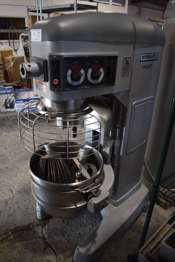 Hobart Legacy HL600 Metal Commercial Floor Style 60 Quart Planetary Dough Mixer w/ Stainless Steel Mixing Bowl, Bowl Guard, Balloon Whisk, Paddle and Dough Hook Attachments. 380-460 Volts, 3 Phase. 29x40x62 - Image 2 of 10