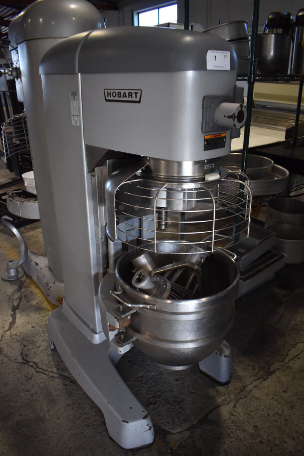 Hobart Legacy HL600 Metal Commercial Floor Style 60 Quart Planetary Dough Mixer w/ Stainless Steel Mixing Bowl, Bowl Guard, Balloon Whisk, Paddle and Dough Hook Attachments. 380-460 Volts, 3 Phase. 29x40x62 - Image 5 of 10