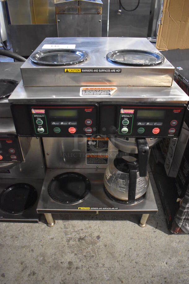 2017 Bunn AXIOM 2/2 TWIN Stainless Steel Commercial Countertop 4 Burner Coffee Machine w/ Metal Brew Basket and Coffee Pot. 120/208-240 Volts, 1 Phase. 16x18x23