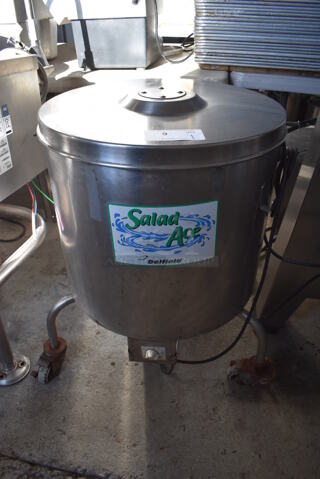Delfield Stainless Steel Commercial Floor Style Electric Powered Lettuce Spinner Salad Spinner on Commercial Casters. 115 Volts, 1 Phase. 28x25x29. Tested and Working!