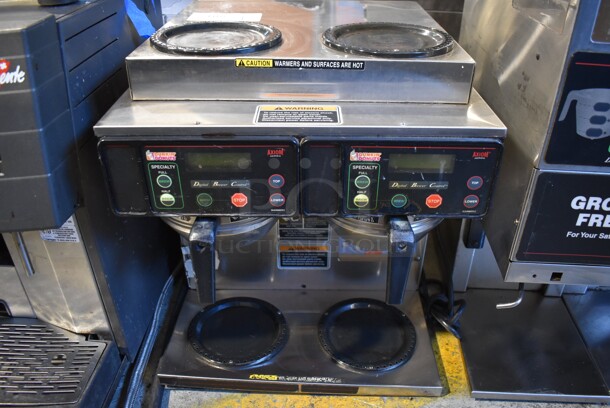2016 Bunn AXIOM 2/2 TWIN Stainless Steel Commercial Countertop 4 Burner Coffee Machine w/ 2 Metal Brew Baskets. 120/208-240 Volts, 1 Phase. 16x19x19