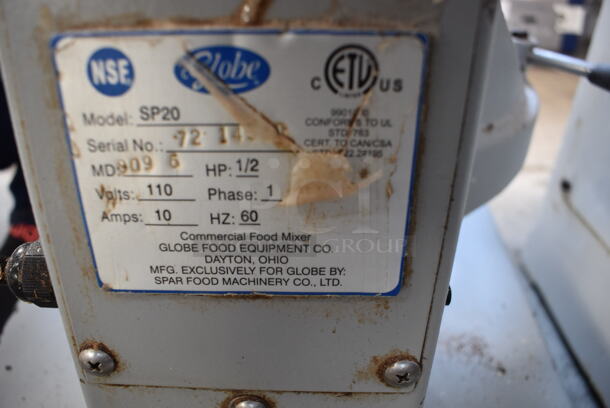 Globe SP20 Metal Commercial 20 Quart Planetary Dough Mixer w/ Balloon Whisk Attachment. 110 Volts, 1 Phase. 16x19x35. Tested and Working! - Image 6 of 7