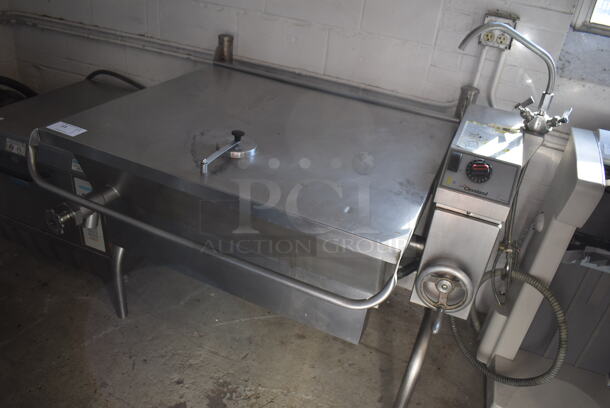 Cleveland Stainless Steel Commercial Floor Style Electric Powered Manual Tilting Braising Pan Skillet. 208-250 Volts, 3 Phase. 54x43x50 - Image 3 of 7