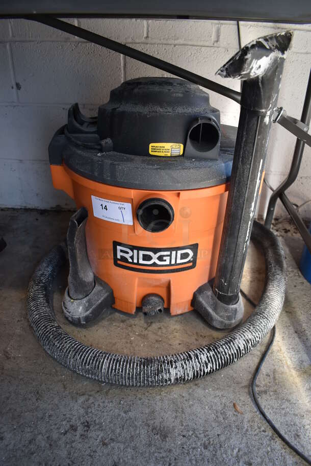 Rigid Orange and Black Poly Wet Dry Vacuum Cleaner. 20x21x24. Tested and Working! - Image 1 of 4