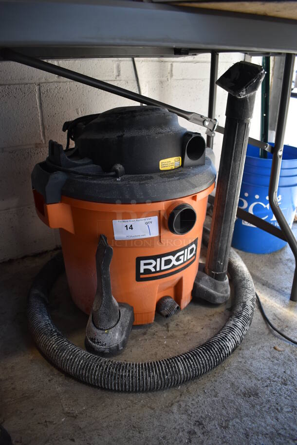 Rigid Orange and Black Poly Wet Dry Vacuum Cleaner. 20x21x24. Tested and Working! - Image 2 of 4