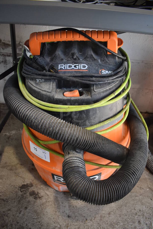 Rigid Orange and Black Poly Wet Dry Vacuum Cleaner. 21x23x26.5. Tested and Working!