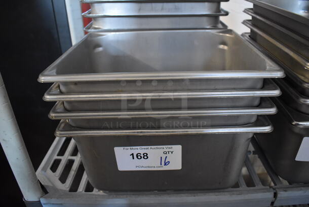 16 Stainless Steel 1/2 Size Drop In Bins. 1/2x6. 16 Times Your Bid!