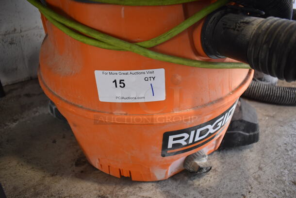 Rigid Orange and Black Poly Wet Dry Vacuum Cleaner. 21x23x26.5. Tested and Working! - Image 5 of 5