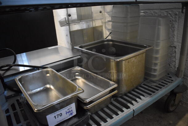 ALL ONE MONEY! Tier Lot of Various Items Including Stainless Steel and Poly Drop In Bins. Includes 1/6x6,1/2x8, 1/3x2.5