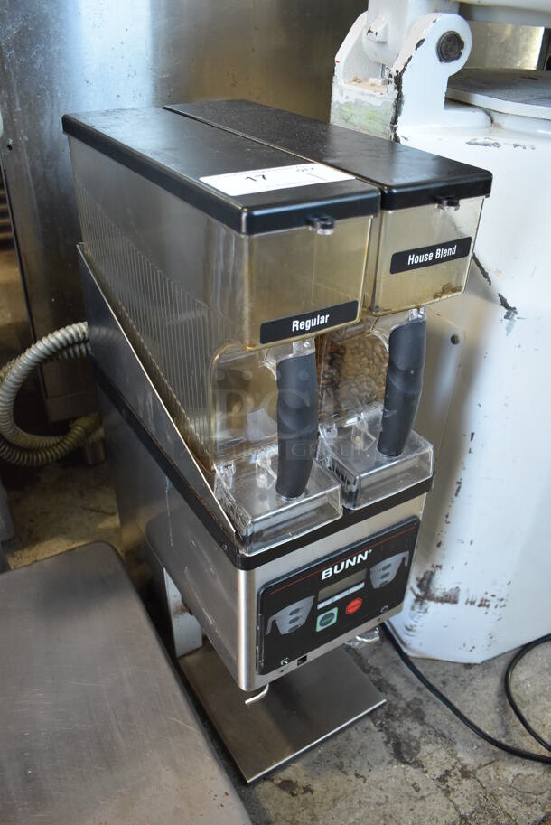 2011 Bunn MHG Stainless Steel Commercial Countertop 2 Hopper Coffee Bean Grinder. 120 Volts, 1 Phase. 9x16x29. Tested and Powers On - Image 2 of 5