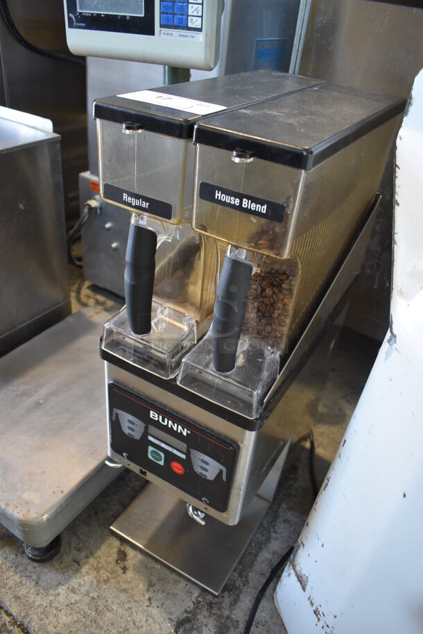 2011 Bunn MHG Stainless Steel Commercial Countertop 2 Hopper Coffee Bean Grinder. 120 Volts, 1 Phase. 9x16x29. Tested and Powers On - Image 3 of 5