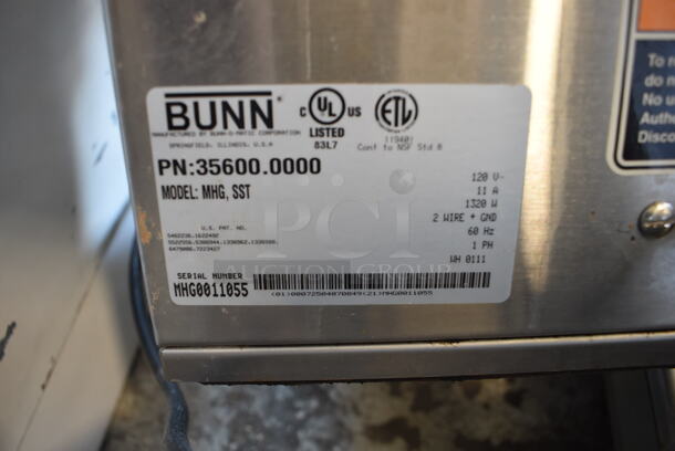 2011 Bunn MHG Stainless Steel Commercial Countertop 2 Hopper Coffee Bean Grinder. 120 Volts, 1 Phase. 9x16x29. Tested and Powers On - Image 5 of 5