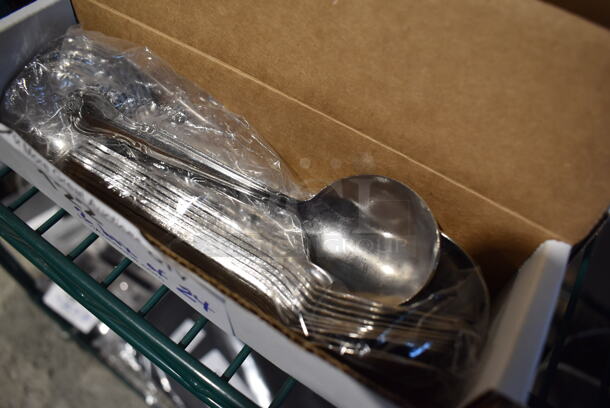 2 Boxes of 24 BRAND NEW! Winco 0004-04 Stainless Steel Elegance Bouillon Spoons. 6