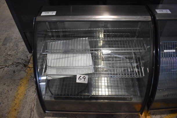 Marchia Stainless Steel Commercial Countertop Refrigerated Display Case Merchandiser. 32x25x27. Tested and Powers On But Temps at 45 Degrees