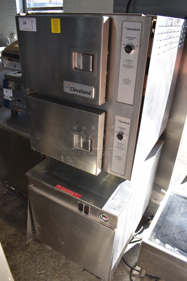 2013 Cleveland 24CSM Stainless Steel Commercial Steam Powered 2 Deck Steam Cabinet. 115 Volts, 1 Phase. 24x34x62.5 - Image 2 of 6
