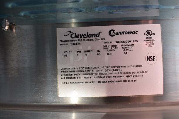 2013 Cleveland 24CSM Stainless Steel Commercial Steam Powered 2 Deck Steam Cabinet. 115 Volts, 1 Phase. 24x34x62.5 - Image 5 of 6